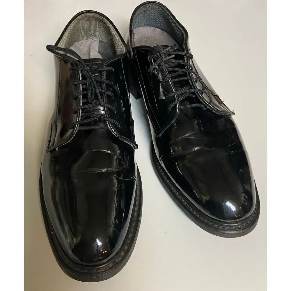 Bates Mens 9D Black High Gloss Military Uniform Dress Shoes GUC